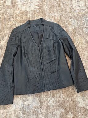 Tribal Faux Leather Perforated Jacket – Size 8 | Moto Style